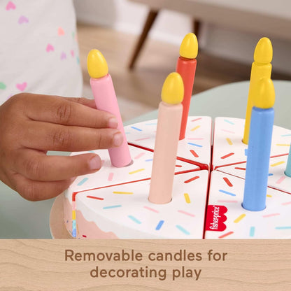 Fisher-Price Wood Pretend Play Toy Fruit Pie, Tiny Garden 16-Piece Wooden Food Puzzle Set for Preschool Kids Ages 3+ Years (Amazon Exclusive)