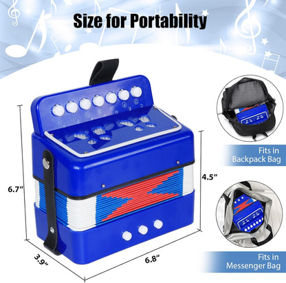 AZEAM Kids Accordion, Toy Accordion for Ages 3 5 9 7 10 12 Child Children Toddlers Beginners Kids Musical Instruments 10 Keys Button Small Lightweight for Boy Girls Christmas（Black）