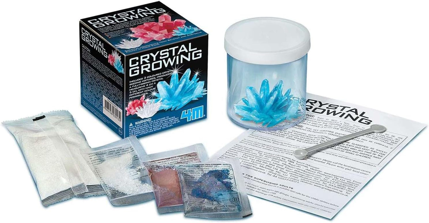 4M: Crystal Growing - Create 3 Colored Crystals, DIY STEM Craft Experiment Kit, Mix Compounds & Observe Growth, Geology-Chemistry-Science, Kids 10+