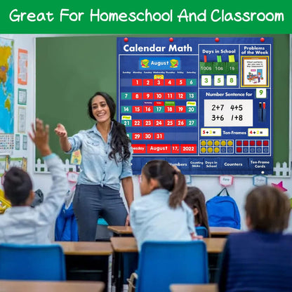 Circle Time Learning Center Pocket Chart for Classroom, Dry Erase Alphabet & Number Flash Cards, Write ABC Letter Tracing Writing Practice Games for Kids, Learning Weather Counting Color Shape
