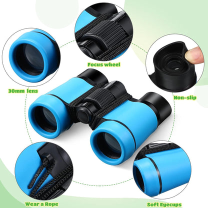 Yeaqee 18 Pack Kid Binoculars Toy Bulk Shock Proof Party Favor Binoculars Gifts for Age 6+ Years with Neck String Folding Mini Small Telescope Children Kids Camping Outdoor Educational Gifts