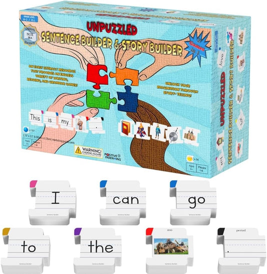 Sentence & Story Building 2-in-1 Educational Game for Kids | Phonics & Reading Puzzles Ages 6-8 | Learn Parts of Speech & Sight Words | Speech Therapy Materials for Kindergarten & 1st Grade