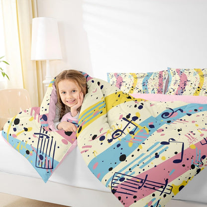 Erosebridal Drum Kit 3D Print Kids Comforter Sets Rock Music Themed Full Bedding Set for Boys Girls Musical Pattern Comforter Set,Colorful Retro Style Quilt Duvet 3 Pcs