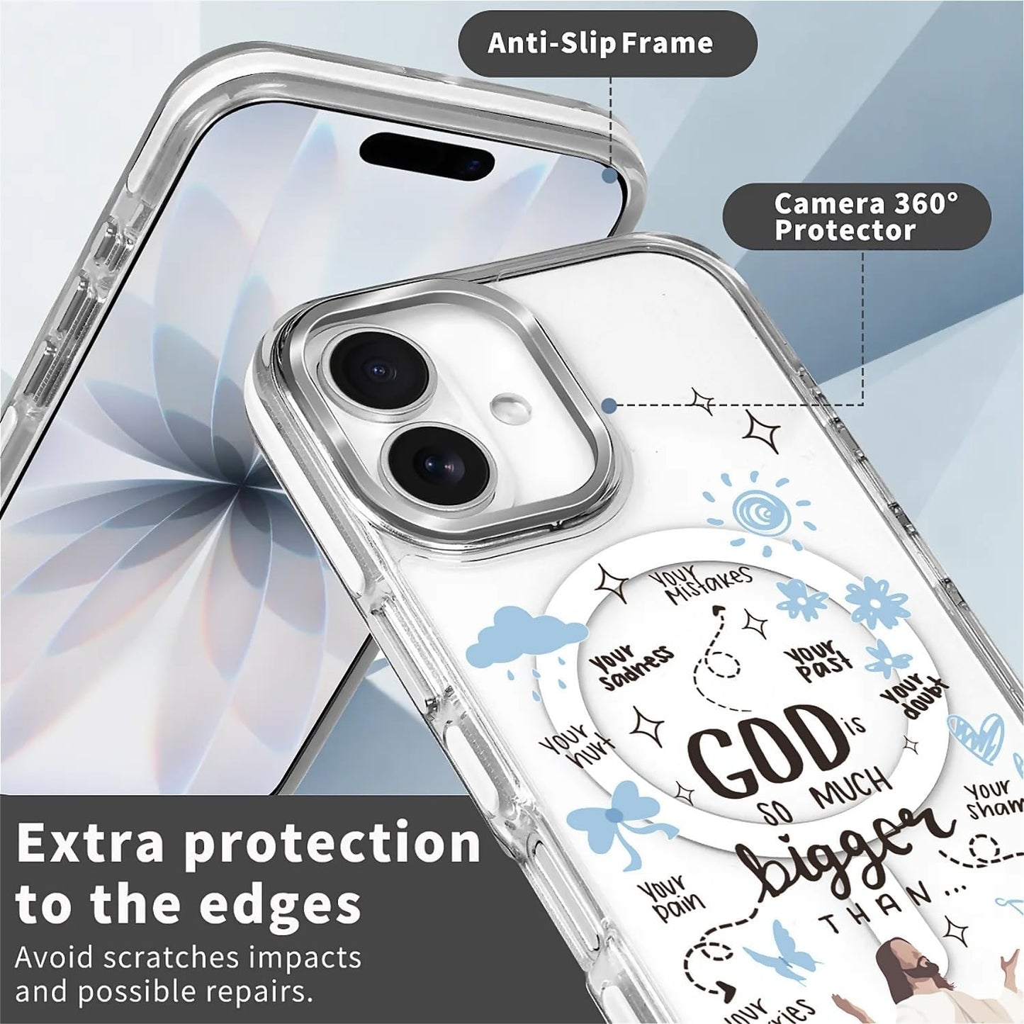 for iPhone 17 Pro Max Case [Compatible with Magsafe],Girls Women Clear Magnetic Case Silicone Shockproof Protective Cover with Pattern Colorful Motivational Letters