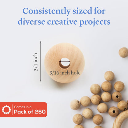 Large Wooden Beads for Crafts - Pack of 6 32mm 1-1/4 x 3/8 Inch Hole Large Wood Beads for Crafts withHoles for DIY | Round Wooden Balls for Crafts | Wood Beads for Jewelry Making | Woodpeckers