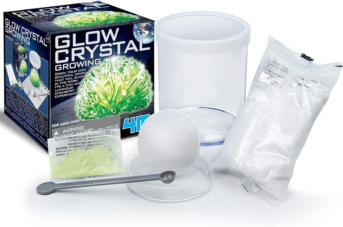 4M Glow Crystal Growing Kit - Grow a DIY Crystal Experiment Specimen, A Great Educational STEM Toys Crystal Making Gift for Kids & Teens, Boys & Girls