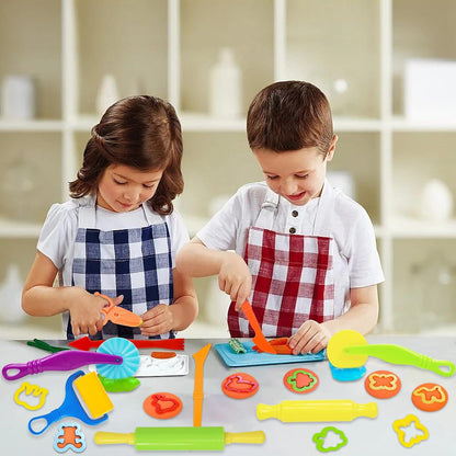 LCY WEDSHI Dough Tool Set, 9 Pcs Dough Tools Sets for Kids Ages 4-8, Dough Accessories Includes Cutters Roller, Rolling Pins, Safety Scissors, Plastic Knife, Plastic Rollers