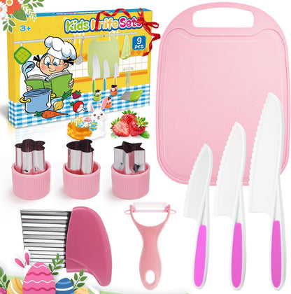 Kids Baking Cooking Set Real & Toddler Kid Apron, Kids Knife Set for Real Cooking & Basket,Food-Grade Material,Montessori Toddler Kitchen Tools, Christmas Birthday Gift for 3-10 Year Old Girls Boys