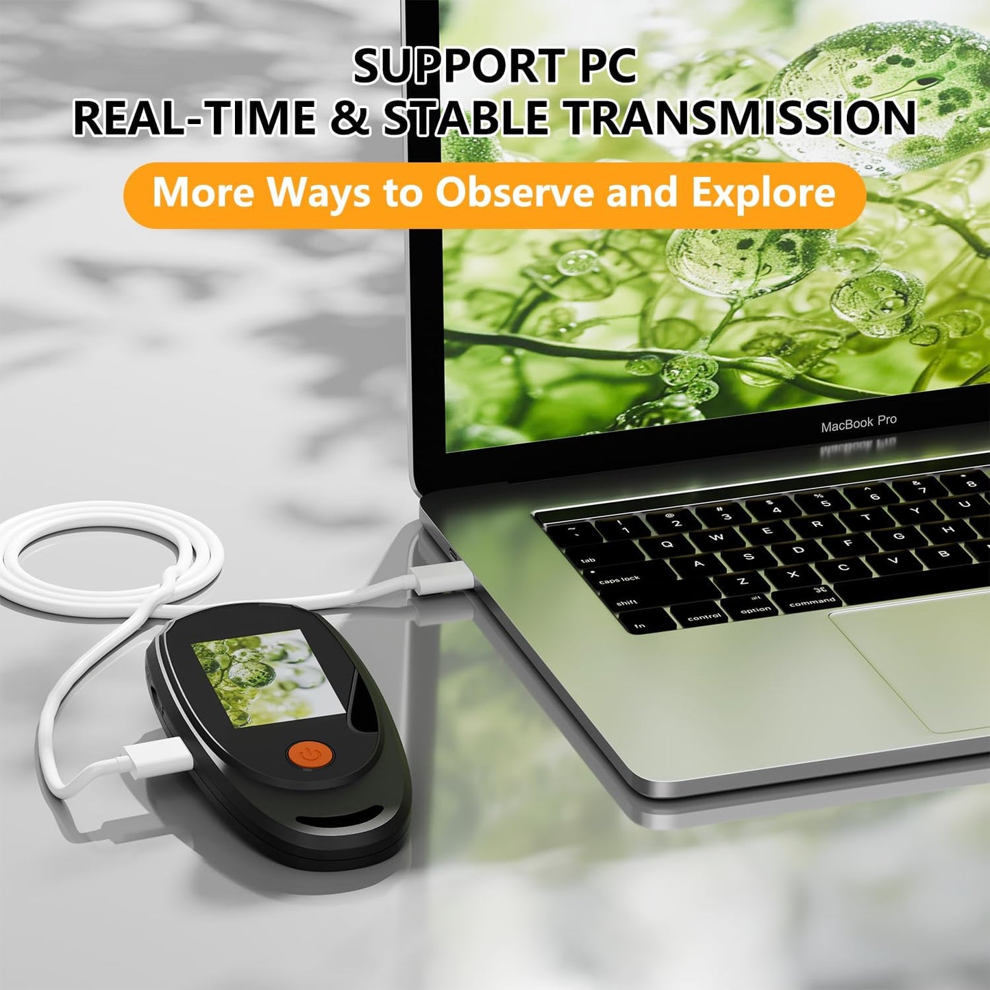 Handheld Digital Microscope with 2.0 Inch IPS Color Screen, Portable Magnifying Glass for Kids, 500x Magnification, 8 Adjustable 3-Level LED Lights, USB Compatible with PC Windows and Mac OS