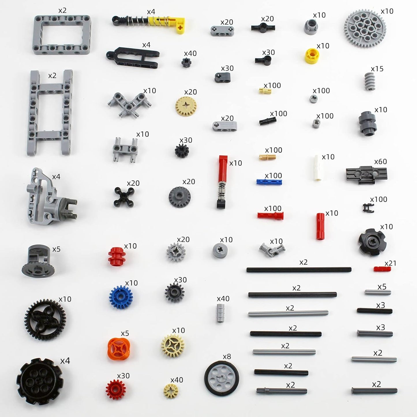 1533 PCS Technical Parts Building Block Accessories Vehicles Gears Cross Axles Wheels Connector Pieces Set Chain Link Pin Joint Shock Absorber MOC Toys
