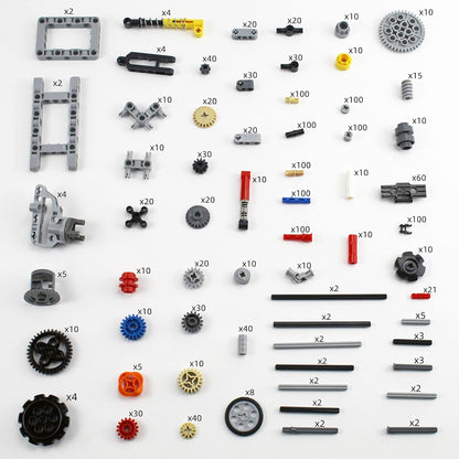 1533 PCS Technical Parts Building Block Accessories Vehicles Gears Cross Axles Wheels Connector Pieces Set Chain Link Pin Joint Shock Absorber MOC Toys