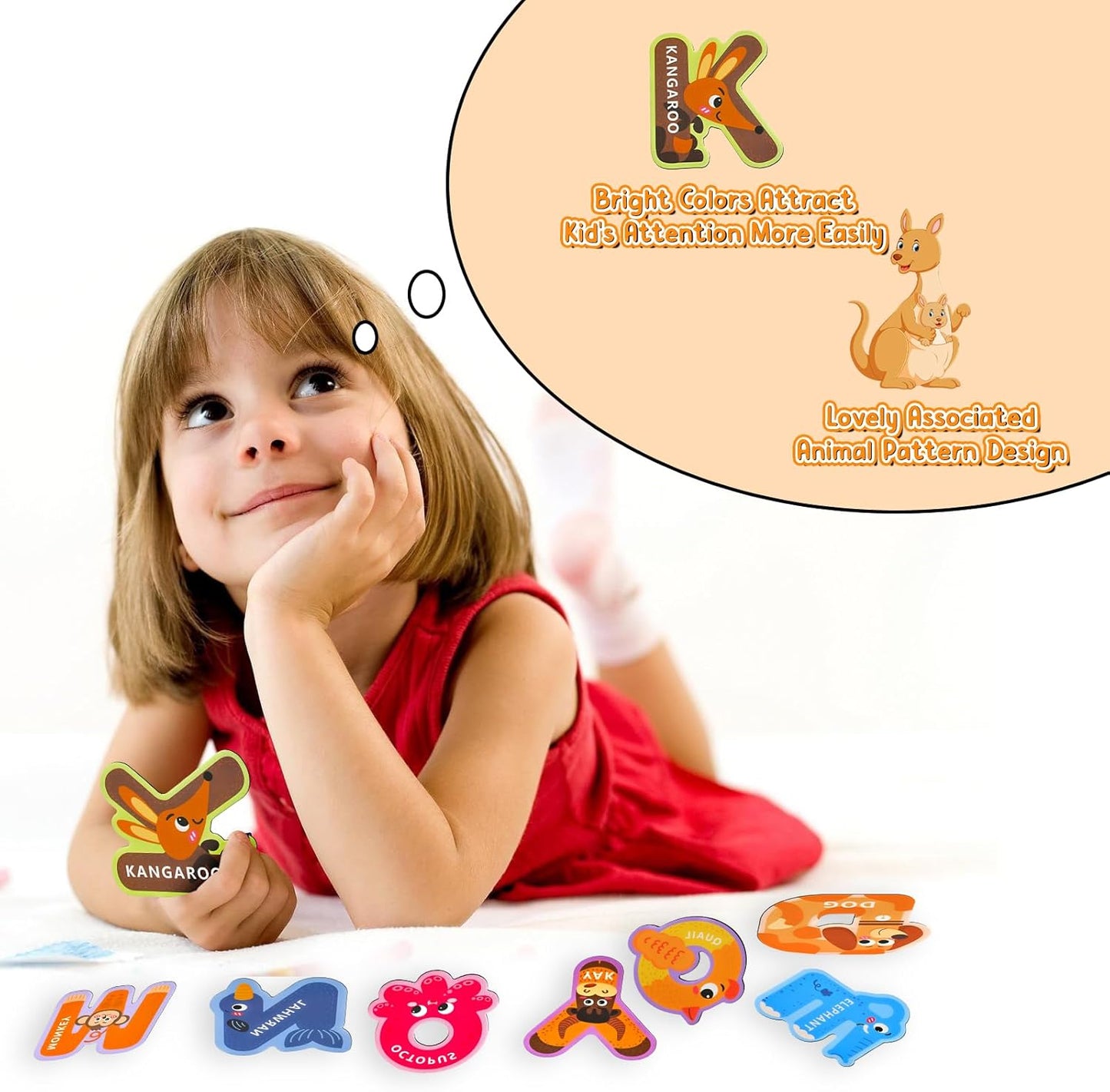 Fridge Magnets for Toddlers 1-3, Alphabet Magnets, Magnetic Alphabet Letters, ABC Magnets for Toddlers 1-3 Refrigerator, Letter Magnets for Fridge, Magnetic Toys for Toddlers 1-3