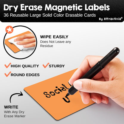 Attractivia Dry Erase Magnetic Labels 7.3 x 5.6 in, Dry Erase Magnets, 20-Pack, White Erasable Write-On All-Purpose Labels, for Office, Education, Home, Whiteboard