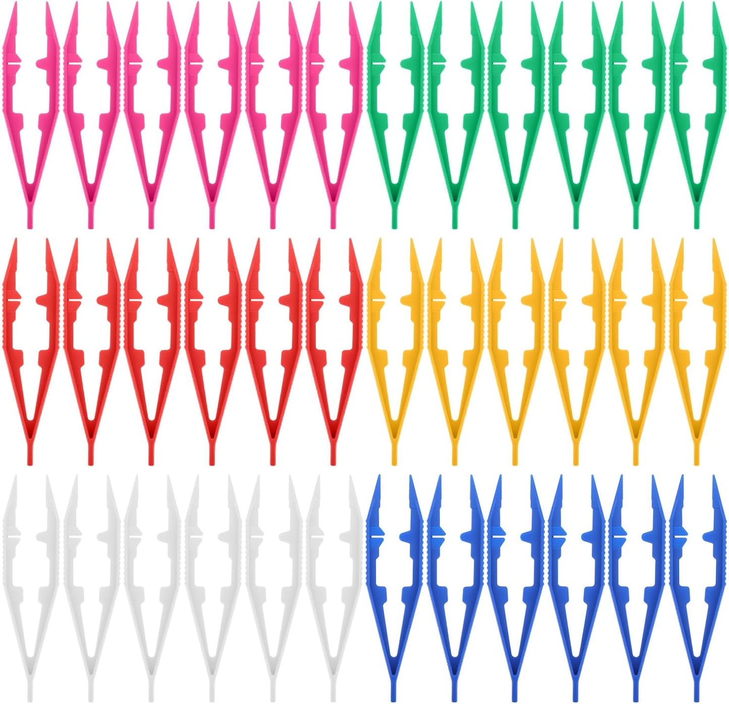 YBEATY 36 Pcs Plastic Tweezers Bead Tweezers Handmade Beads Forceps Craft Tweezer for DIY Craft Jewelry Making Bead Dried Flowers Family Home Classroom School Use Creative Game Tools