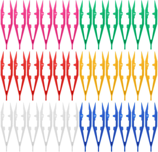 YBEATY 36 Pcs Plastic Tweezers Bead Tweezers Handmade Beads Forceps Craft Tweezer for DIY Craft Jewelry Making Bead Dried Flowers Family Home Classroom School Use Creative Game Tools