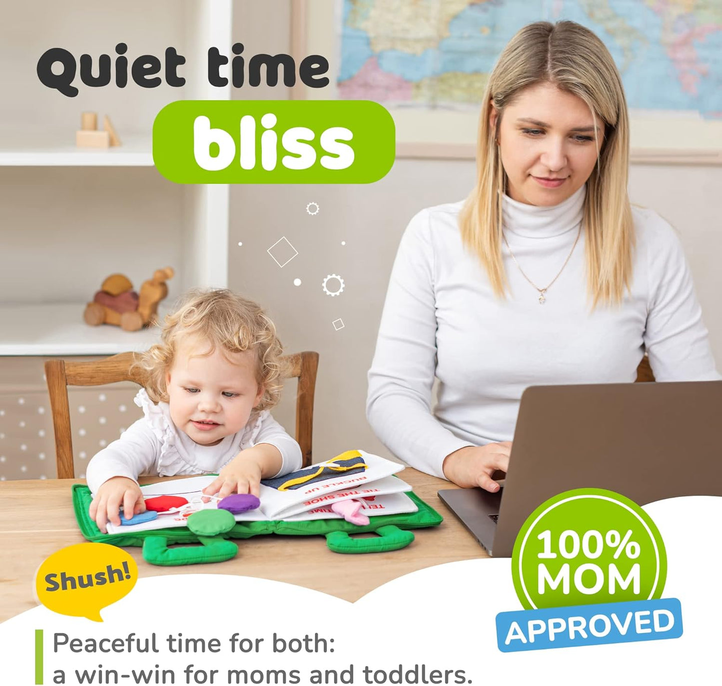 deMoca Travel Toys for Toddlers, Quiet Book for Toddlers 1-3, Baby Travel Toys for Airplane Car Rides, Montessori Busy Book for 1 Year Old with All Parts Attached, Felt Activity Pad, No Noise Gift