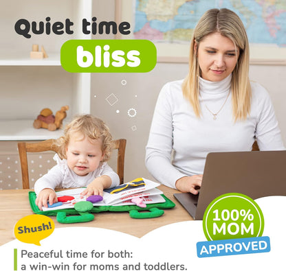 deMoca Travel Toys for Toddlers, Quiet Book for Toddlers 1-3, Baby Travel Toys for Airplane Car Rides, Montessori Busy Book for 1 Year Old with All Parts Attached, Felt Activity Pad, No Noise Gift