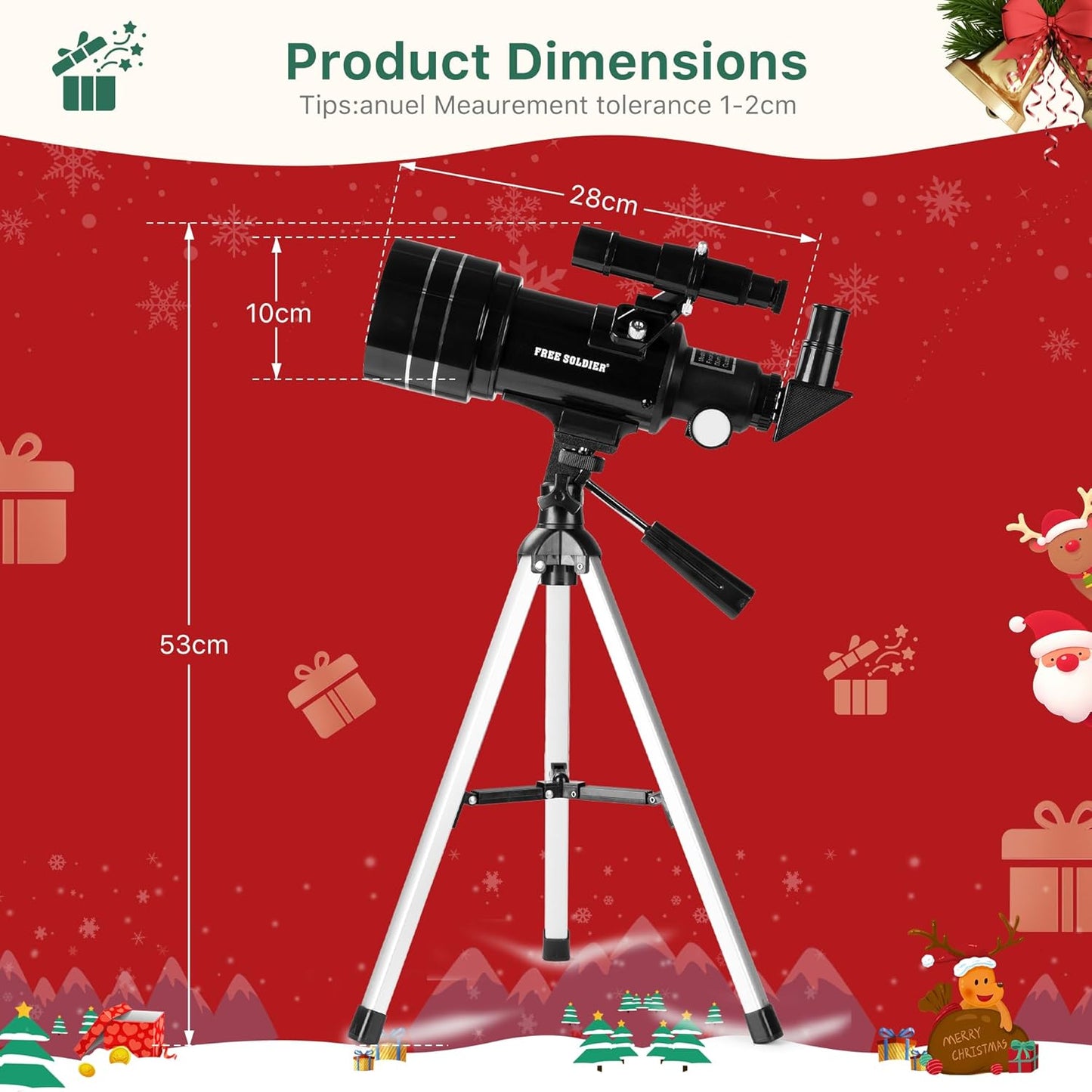 FREE SOLDIER Telescope for Kids 70mm Aperture Astronomical Refractor Telescopes for Beginners (15X-150X) 300mm Telescope for Adults High Powered with A Phone Adapter & A Wireless Remote (White)