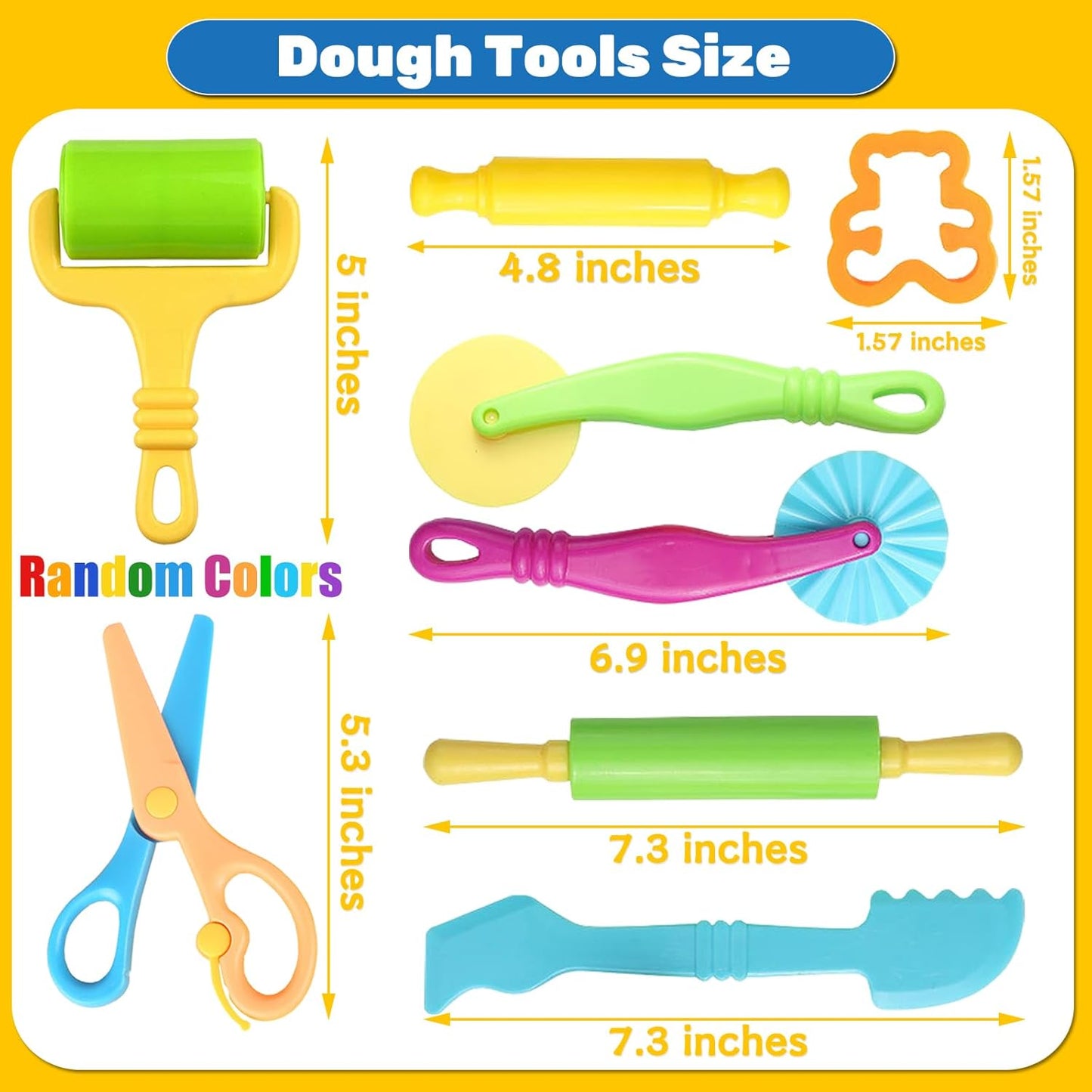 Dough Tool Kit,9 Pcs Basic Clay and Dough Tools Starter Set for Kids Includes Cutters Roller, Rolling Pins, Safety Scissors,Dough Extruder,Plastic Knife