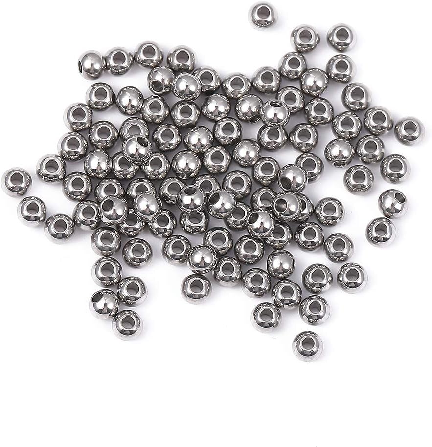 BEADIA Stainless Steel Spacer Beads 3x2.5mm Round Loose Charm Caps Beads for DIY Jewelry Making 100pcs with 1mm Hole