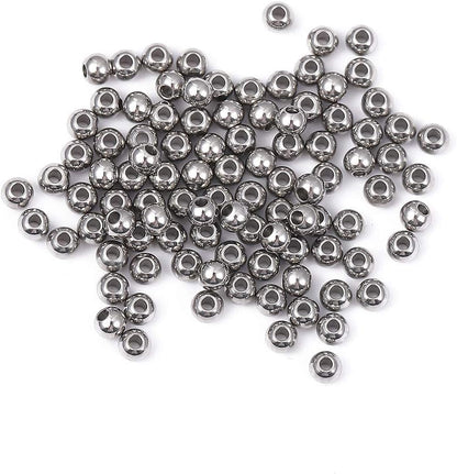 BEADIA Stainless Steel Spacer Beads 3x2.5mm Round Loose Charm Caps Beads for DIY Jewelry Making 100pcs with 1mm Hole