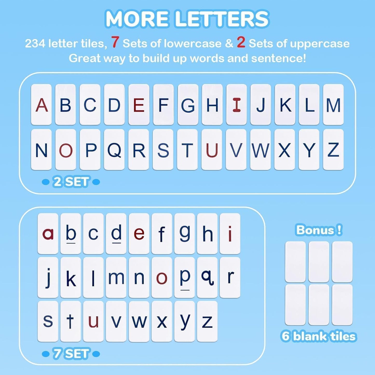 234 Foam Alphabet Tiles Magnetic Letters with Double-Side Magnet Board and Compartment Storage Case-Classroom Magnetic Letter Tiles for Phonics and Spelling