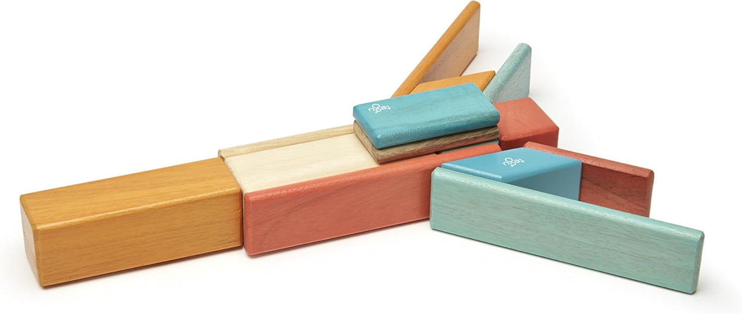 14 Piece Tegu Magnetic Wooden Block Set, Blues