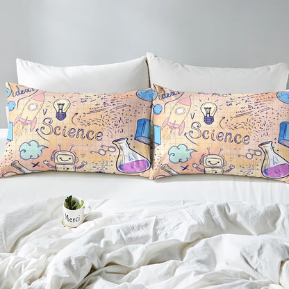 Erosebridal Science Theme Bedding Set Queen Size for Boys Girls Chemistry Periodic Table Print Duvet Cover Chemical Subject Theme Comforter Cover Teens Kids Math Science Atyle Bedspread Cover 3 Pcs