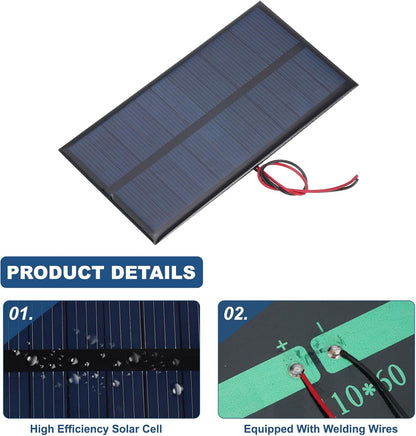 MECCANIXITY 2 Pcs 5.5V 0.44W 70mA Mini Solar Panels, Small Polycrystalline Solar Cell Panel with 2 Cable for DIY Electric Toy Materials Kits Charger, 60mm x 60mm