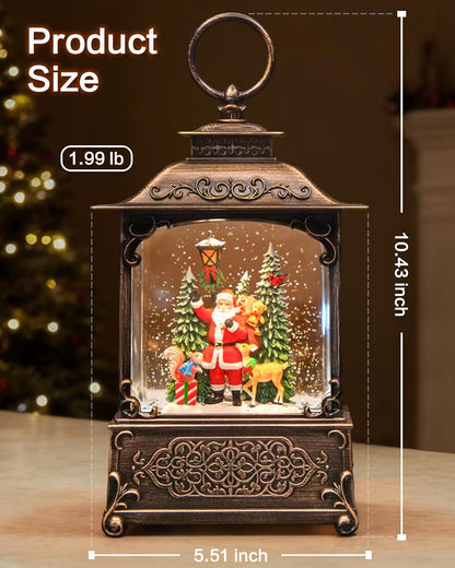 Extra Large Christmas Snow Globes Christmas Lantern, 12.99" Musical Snow Globe with 8 Songs, Santa Snowglobe for Kids Adults, 6H Timer Dual Power, Lighted Christmas Decorations Indoor Gifts