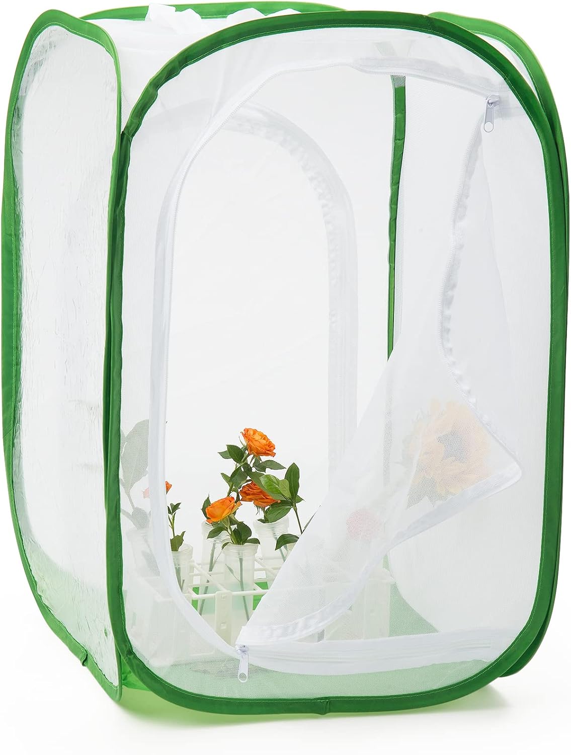 Two Doors Monarch Butterfly Habitat, Insect Mesh Cage, Caterpillar Enclosure Terrarium Pop-up (15.7 X 15.7 X 24 Inches)