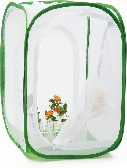Two Doors Monarch Butterfly Habitat, Insect Mesh Cage, Caterpillar Enclosure Terrarium Pop-up (15.7 X 15.7 X 24 Inches)