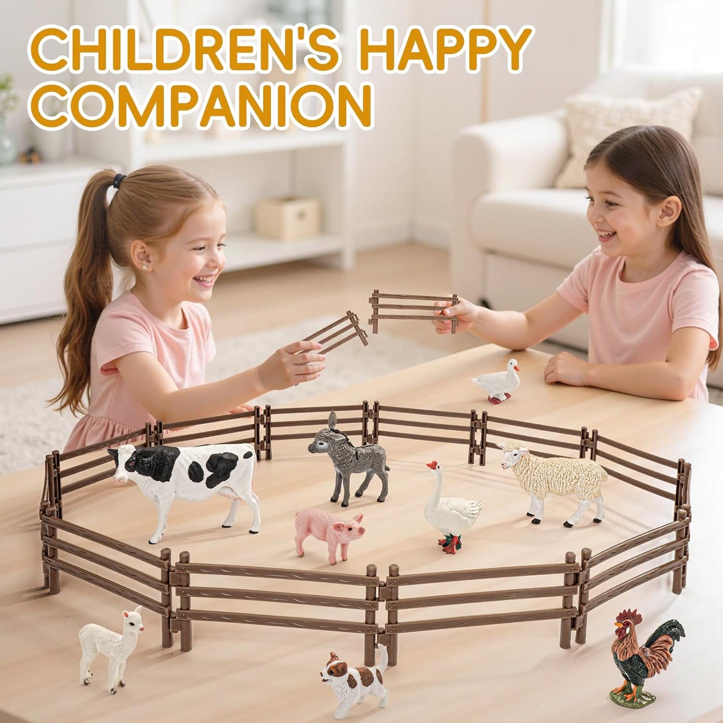 24PCS Farm Ranch Animal Fence Corral Toys for Kids Age 3-5 5-7 4-8 Years Olds Boys Girls, Educational Farm Animal Cake Toppers for Toddlers 3 4 5 6 7 8 9 10