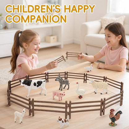 24PCS Farm Ranch Animal Fence Corral Toys for Kids Age 3-5 5-7 4-8 Years Olds Boys Girls, Educational Farm Animal Cake Toppers for Toddlers 3 4 5 6 7 8 9 10