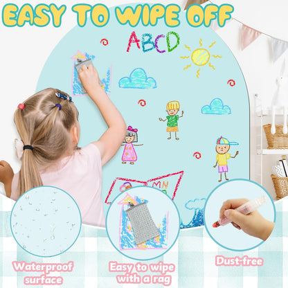 8 PCS Magnetic Wall Decals for Kids Magnetic Chalkboard Peel and Stick Magnet Sheets Board Sticker Tangram Puzzle Self Adhesive Contact Paper Dry Erase Blackboard for Playroom Homeschool 15.7"x10.4"