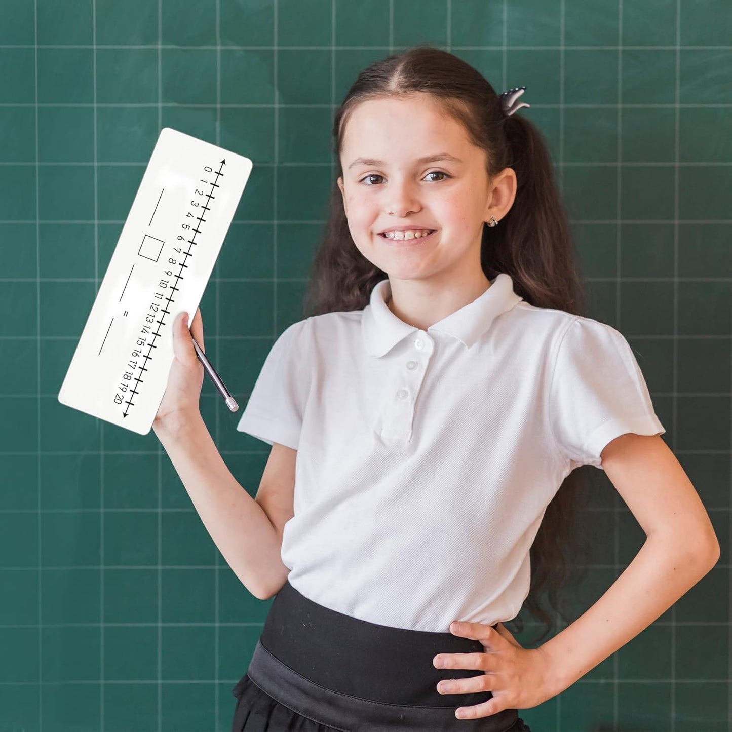 SCRIBBLEDO Dry Erase Number Line Board 4”x12” Inch Lapboard Double Sided White Board Featuring 0-10 Number Line On One Side 0-20 On The Other for Students Desk Whiteboard Math Manipulatives