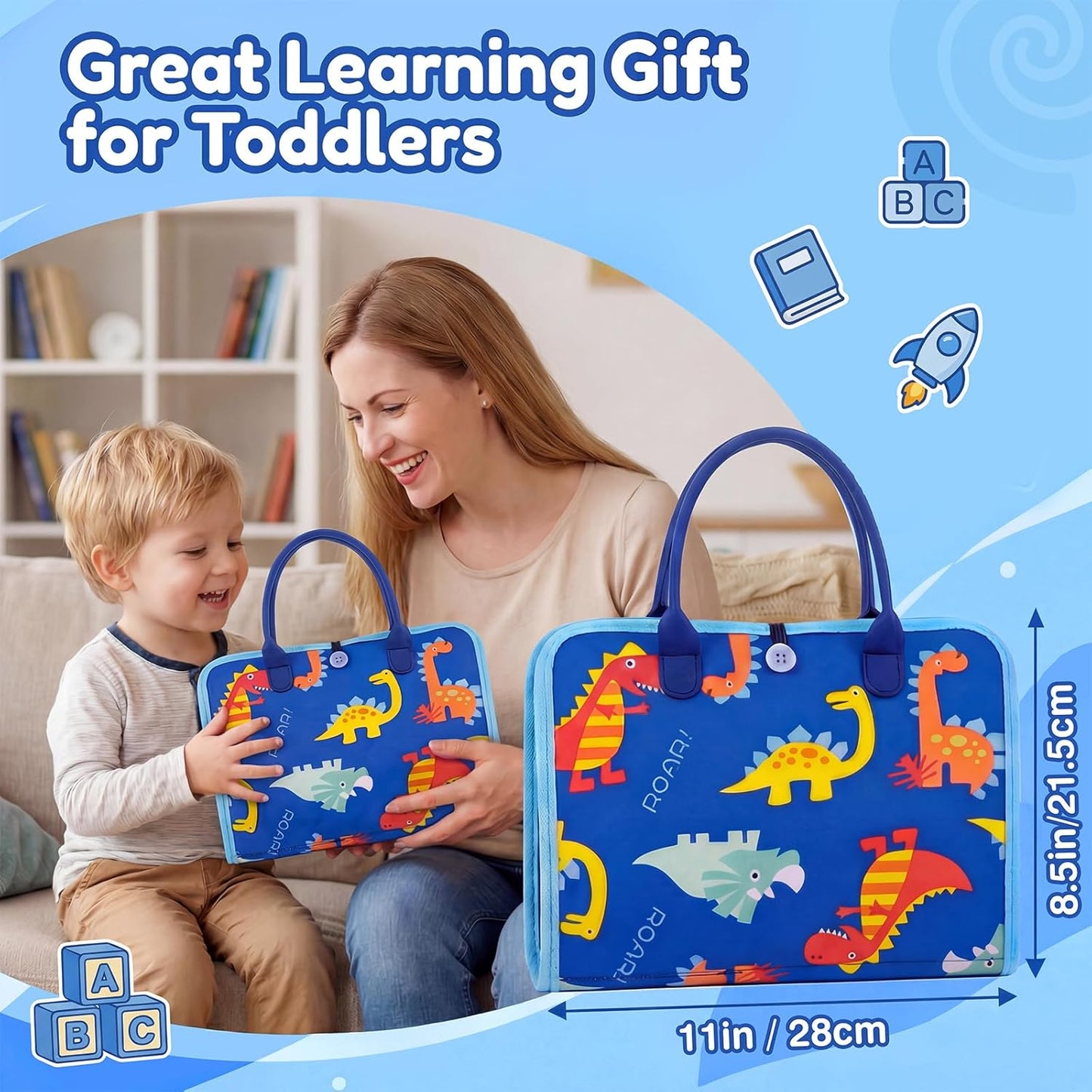 Busy Board Montessori Toys for Toddlers 1-3, 2-4, Boys Birthday Gift, Educational Activity Busy Books Sensory Learning Toys, Travel Toys for Airplane Car