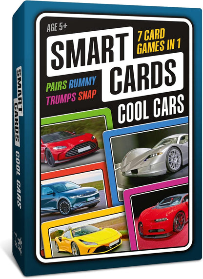 SMART CARDS DINOSAURS Card Game - Matching Pairs, Snap, Trumps, Rummy, Happy Families (7 Games To Play) | Travel Game, Gift, Stocking Stuffer | for Adults, Kids, Boys, Girls | Age 5+, 1-8 Players