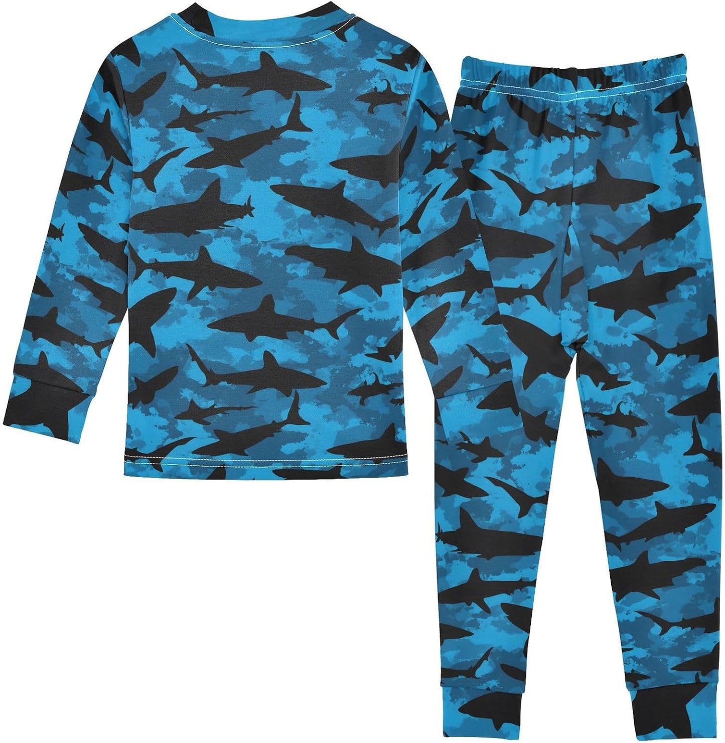 ALAZA Shark Starfish Palm Tree 2 Piece Pajama Set Long Sleeve Top and Pants Sleepwear Unisex - Colors B