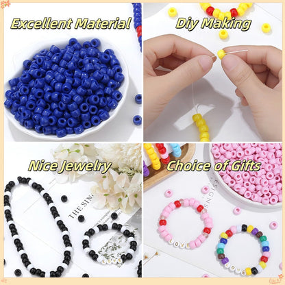 1000Pcs Valentine's Day Pony Beads Pink Red White Bracelets Crafts 6x9mm Bulk Plastic Pony Valentine Beads for Jewelry Making Party Party DIY Crafts Necklace Keychain Romantic Accessories