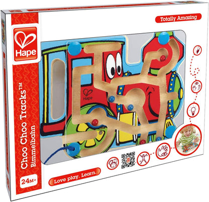 Hape Wooden Magnetic Maze Puzzle Choo Choo Tracks| Learning and Development Puzzle with Magnetic Wand for Toddlers
