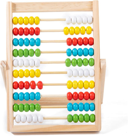 Abacus for Kids Math with Multi-Color Beads, 10-Row Wooden Abacus for Toddlers 3-5, Counting Blocks, Preschool Math Learning Tools for Kids 6-8