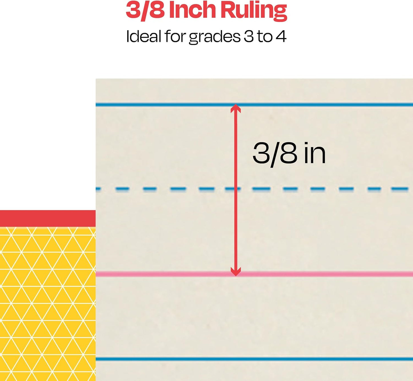 School Smart Zaner-Bloser Writing Paper, Handwriting Practice Lined Paper, Grade 2 to 3 Learning, 1/2 Inch Rule, 10-1/2 x 8 Inches, 500 Sheets