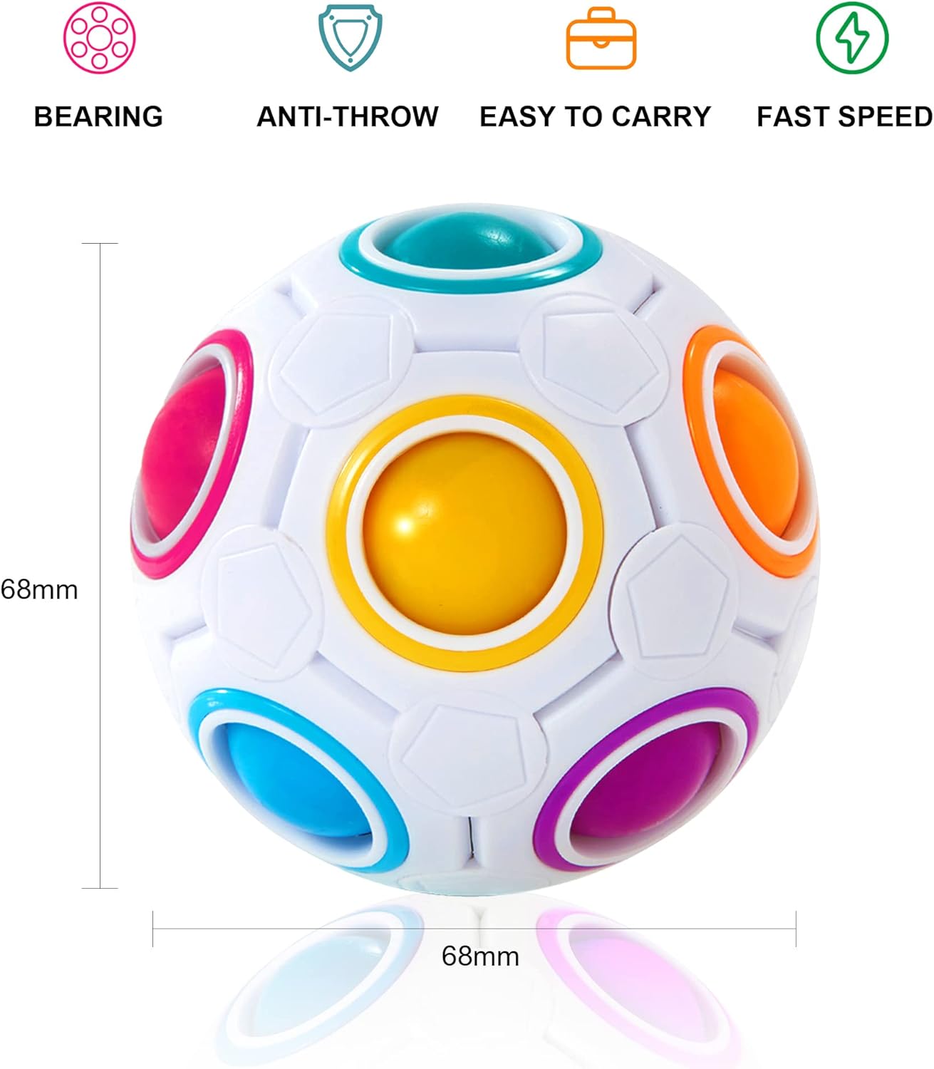 Vdealen Magic Rainbow Puzzle Ball, Fidget Ball Puzzle Brain Teaser Fidget Toy for Boys & Girls- Birthday Party Easter Valentines Christmas Stocking Stuffers for Kids Teen & Adults(Off White)