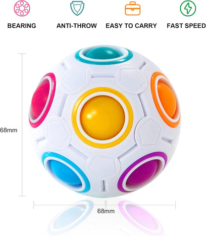 Vdealen Magic Rainbow Puzzle Ball, Fidget Ball Puzzle Brain Teaser Fidget Toy for Boys & Girls- Birthday Party Easter Valentines Christmas Stocking Stuffers for Kids Teen & Adults(Off White)