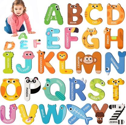 Magnetic Letters for Toddlers 1-3, 26PCS Cute Animal Alphabet Magnets Letters Learning Toys for Toddlers 1-3 Uppercase ABC Magnets for Refrigerator Best Gifts for Birthday Easter Basket Stuffers