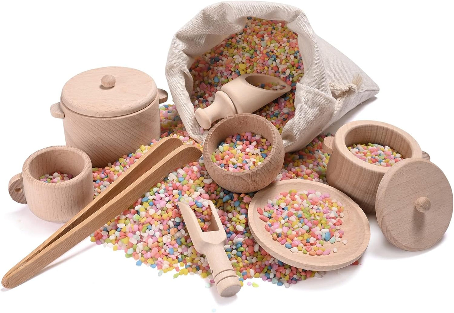 Sensory Bin Toys for Toddlers - Montessori & Waldorf Pretend Play Dish & Tongs - Fine Motor Learning Toys for Sensory Table Activities