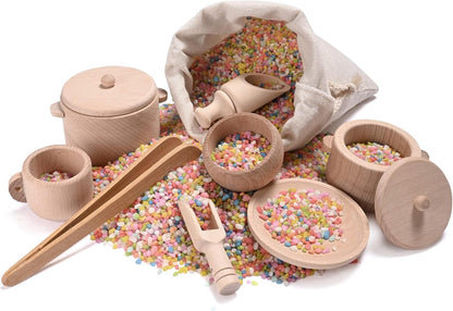 Sensory Bin Toys for Toddlers - Montessori & Waldorf Pretend Play Dish & Tongs - Fine Motor Learning Toys for Sensory Table Activities
