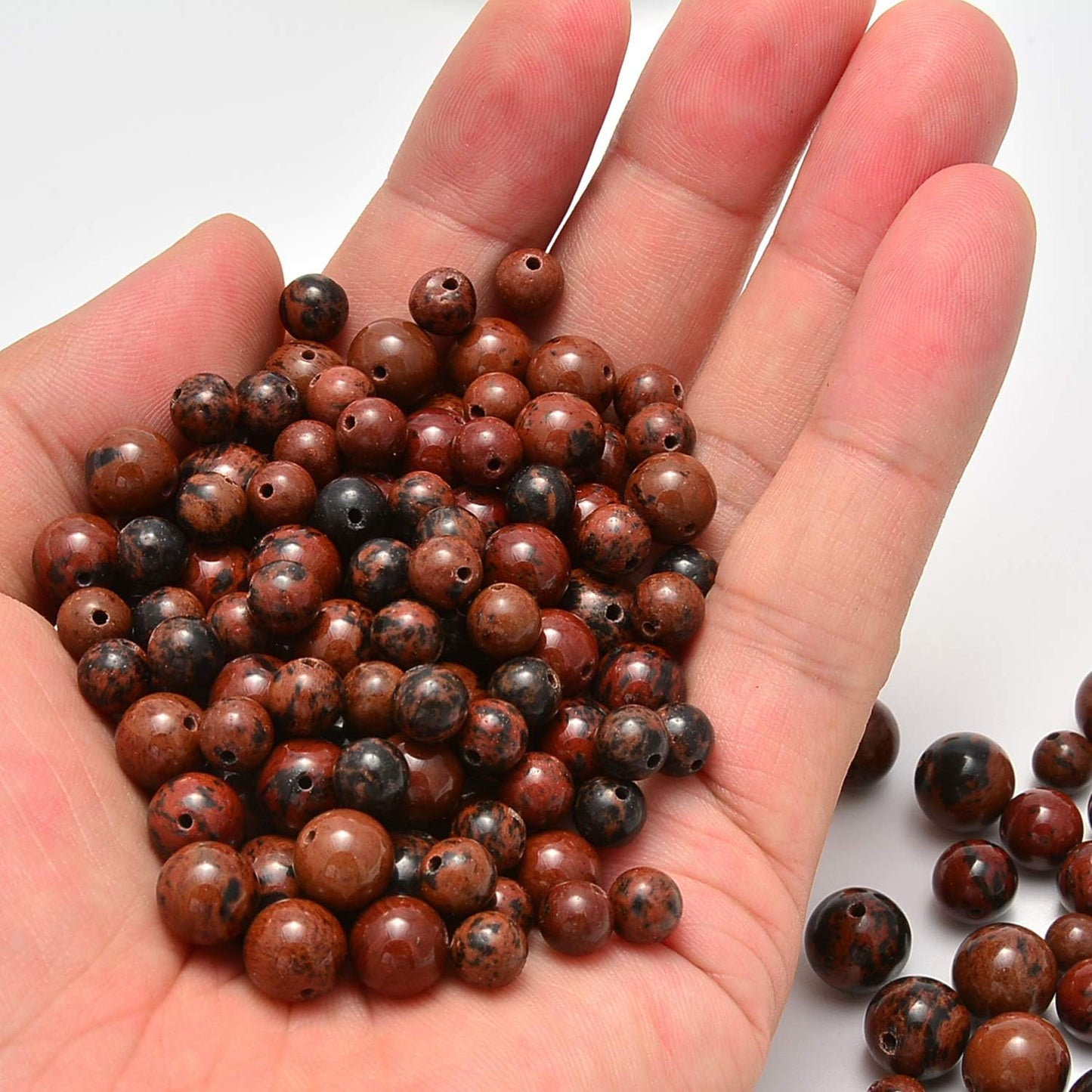 NCB 100pcs Original Natural Stone Beads Gemstone Round Loose Beads 6mm 8mm 10mm (Blue Aventurine, 6mm 100Beads) - Colors B