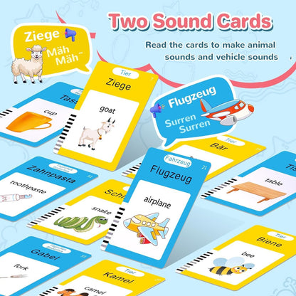 Spanish & English Talking Flash Cards for Toddler, Bilingual Flash Cards Learning Montessori Toys with 224 Sight Words, Speech Therapy Toys for Children Sensory Preschool Education